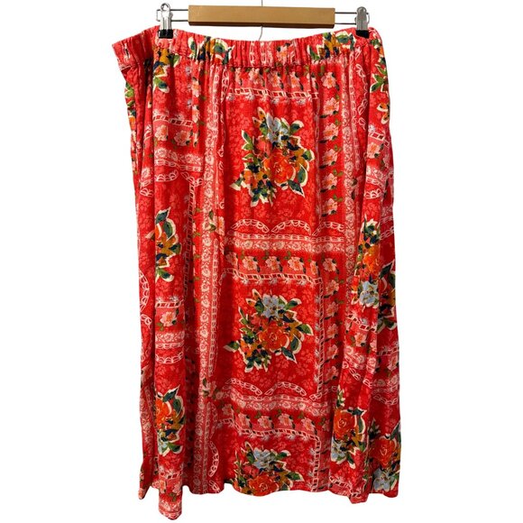 Lauren Conrad Sz XXL Floral Print Skirt Rayon & Linen Blend Elastic Waist Skirt - Picture 6 of 12